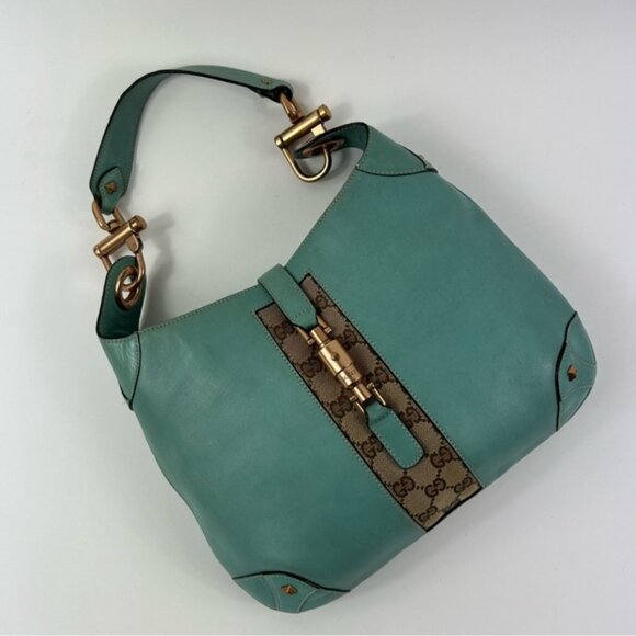 GUCCI Jackie GG Canvas Shoulder Bag Blue - Picture 2 of 12